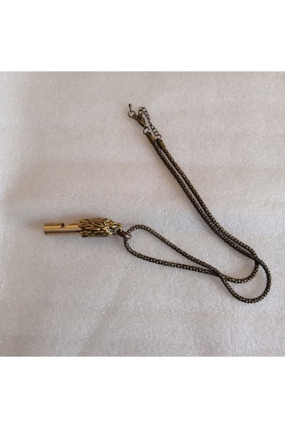 Butik Tülin Unisex Authentic Brass Lion Head Whistle Necklace 30 cm Made in T...