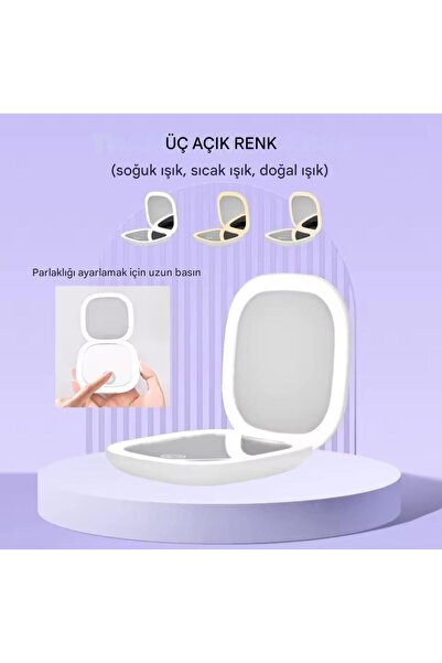 Asfal 5X Büyüteçli, 3 Renk LED Işıklı, Taşınabilir, Katlanabilir, Şarjlı, Cep...