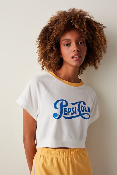 Penti Tricou alb cu mânecă scurtă Pepsi Top pijama