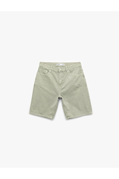 Koton Normal Bel Pamuklu Cep Detaylı Bermuda Loose Fit Jean Şort