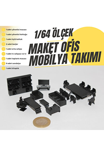 Home 1/64 ölçekli maket diorama diecast model yönetici ofis mobilya takımı