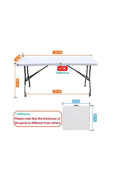 ROYAL ROSE 6ft Folding Table with Handle Foldable BBQ Table Plastic Dining Table for Indoor Camping