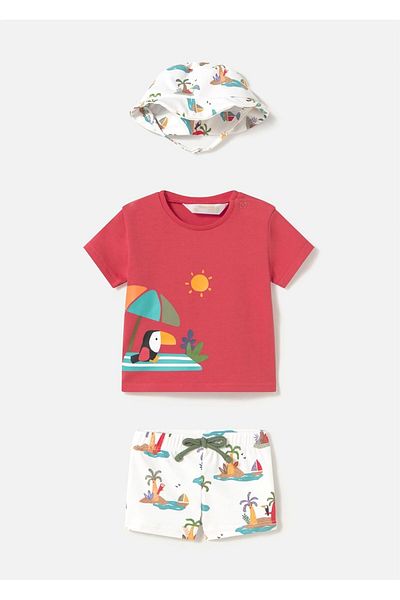MAYORAL Baby Boy 3-Piece Sun Protection Suit Red 1618