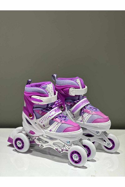 SUDESA OYUNCAK Children's Skates Lighted Size 34 - 37 Adjustable Metal Body with Bag Practice Skates Color: Purple