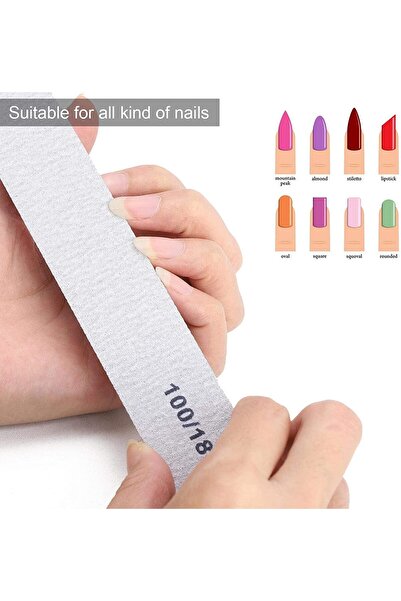 LA PERLA TECH 10 Nail File 100/180 Grit for Acrylic Nails, Professional Buffering Files Double Sided