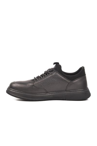 WALKWAY 3K1235 Black Genuine Leather Men's Sneaker