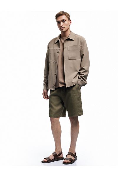 Koton Καλοκαιρινό σορτς Bermuda Pocket με πλισέ Chino λινό