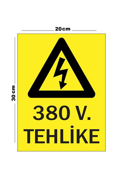 Lucena Metal 380V Hazard 20cm X 30cm A4 Size Warning Sign Directional Sign