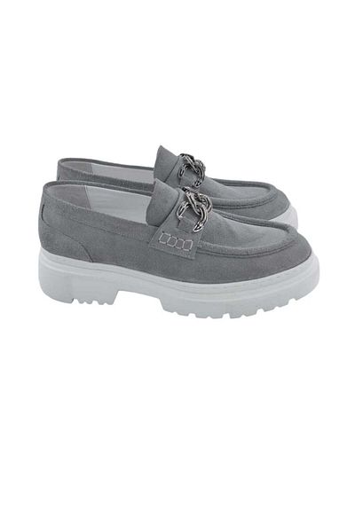 Oneka Shoes 130824Lktr990 Men's Casual Loafer Ring Buckle Gray Suede
