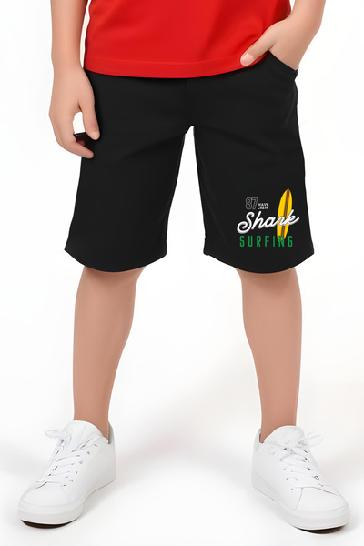 FYK KİDS Boy's Printed Zero Sleeve Shark Surfing Top-Bottom Suit