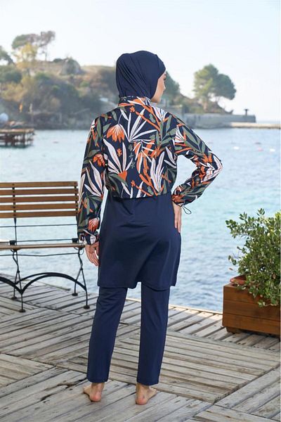 Estiva Digital Printing Cropped Woven Full Covered Hijab Swimsuit