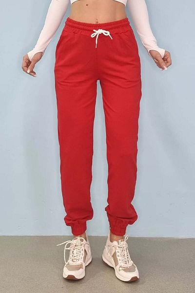 FashionForYou Benone Cotton Sweatpants, Red, M