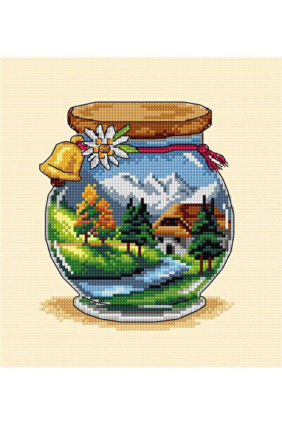 EleganTShoP Комплект за бродерия с кръстосан бод „Орхидея“ (конец, игла, плат...