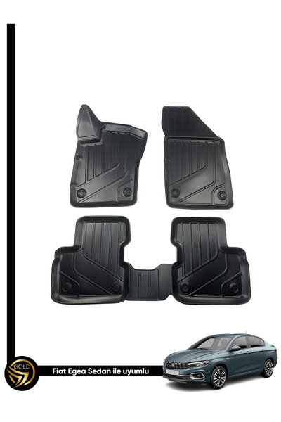 Black Gold Fiat Egea Sedan İle Birebir Uyumlu Ruins 3D Paspas