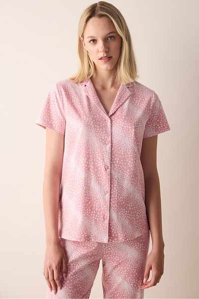 Penti Marina Pink Cotton Shirt and Pants Pajama Set