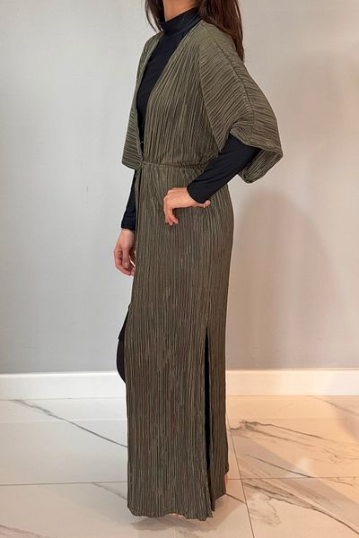 Remsa Mayo Pleated Kimono Pareo Kaftan Connectable Rpk004 Khaki