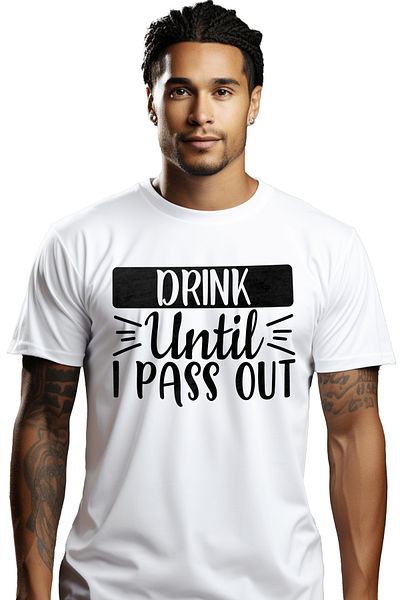 StoryGift Romania Tricou Barbati cu textul in engleza "Drink until I pass out" - beau pana cand lesin cu imp STG