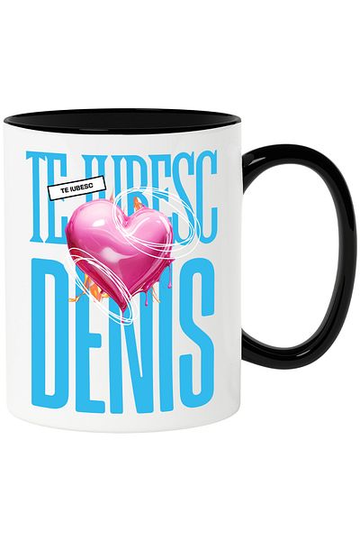 StoryGift Romania I Love You Denis Mug, Love, Heart, Valentine's Day, Dragobete, Vale, With, STG