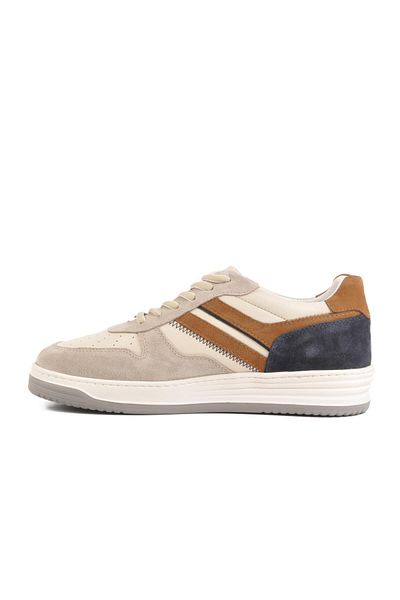 WALKWAY 4Y1987 Beige-Navy Blue Genuine Leather Men's Sneaker