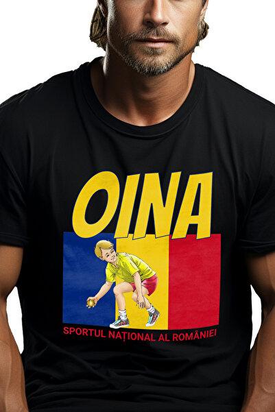 StoryGift Romania Men's T-shirt Child Playing Oina Romania Flag National Sport With Print On The Front, 100% B Stg