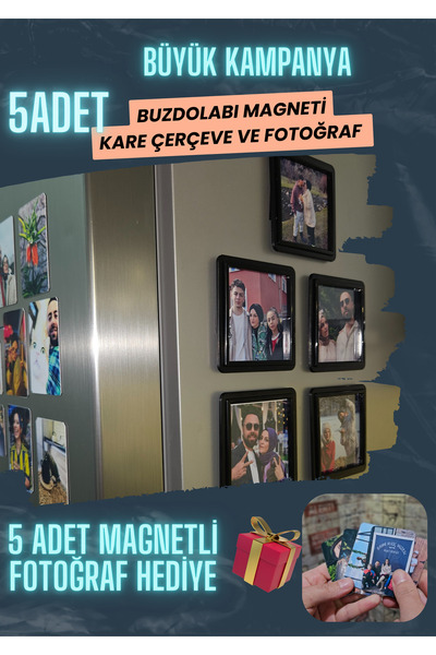 SOFT 5 Adet Buzdolabı Çerçeli Ve Magnetli Fotoğraf 5 Adet Magnetli Fotoğraf H...