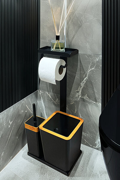 Egza 3'ü 1 Arada Banyo Seti Tuvalet Kağıtlık, Çöp Kovası Ve Tuvalet Fırça Takımı