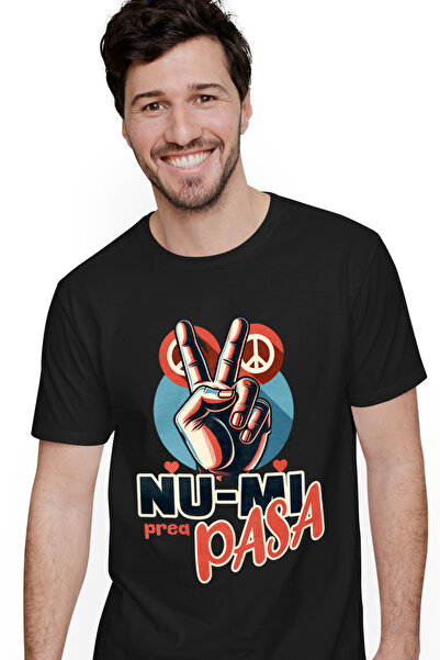 StoryGift Romania Tricou Barbati nu mi prea pasa, semnul pace, relaxare cu im...