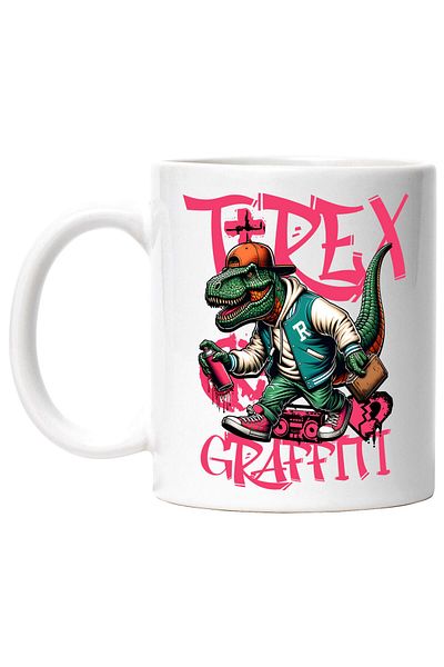 StoryGift Romania T-rex Dinosaur Mug, Gangster Street Wear Graffiti Art, Ceramic, , With ,STG