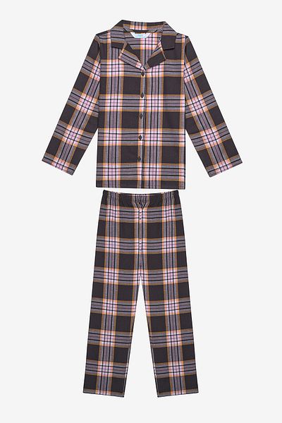 Penti Cotton Girls Pink Plaid Red Shirt Pajama Set