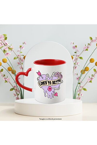 StoryGift Romania Mug with the message "Loved to Death", purple heart, arrow, morm, With ,STG