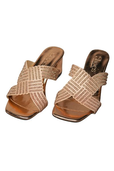 hadigiy Copper Patent Leather Stone Women's Slippers
