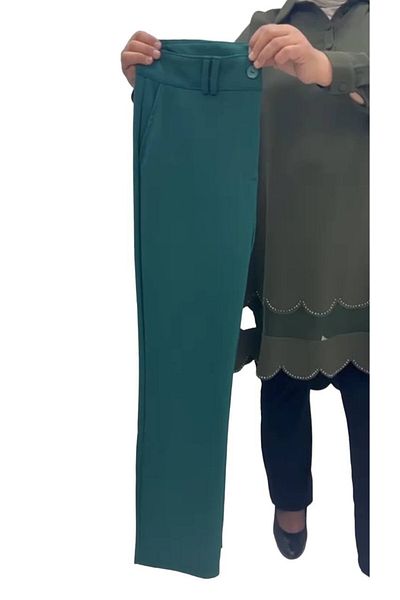 Sevda Kılınç Large Size Lycra Crepe Pipe Leg Trousers