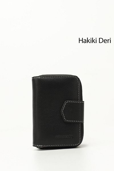 GÖNDERİ(R) BLACK ANTHRACITE Genuine Leather Women's Wallet 06240