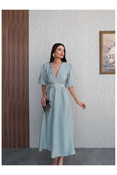 ESRAHELVACI Double Breasted Dress with Sparkling Belt