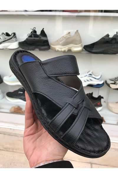 Brs Heel Spur Genuine Leather Slippers