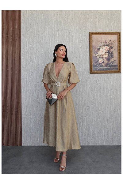 ESRAHELVACI Φόρεμα με διπλό στήθος με αστραφτερή ζώνη