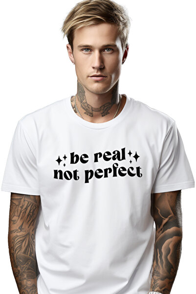 StoryGift Romania Tricou bărbătesc cu mesajul „fii real, nu perfect” - Fii re...