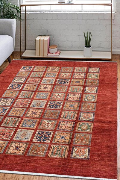 Markaev Oxford 106 Dekoratif Kaymaz Tabanlı Saçaklı Yıkanabilir Halı Yolluk Mdd ZNTKLM