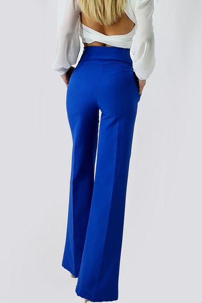 FashionForYou Palma elegant high-waisted trousers, Blue, M