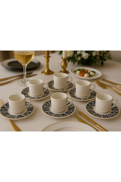 Davet Medelin 6-Person Porcelain Coffee Cup - Stylish Design Coffee Cup