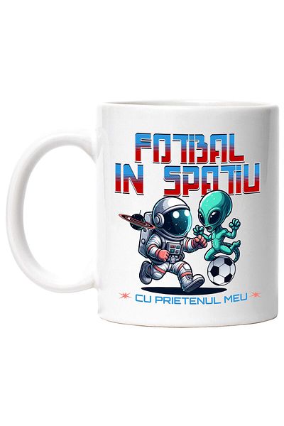 StoryGift Romania Alien and Astronaut Space Soccer Match Mug, My Friends, Ceramic, With,STG
