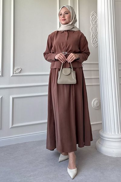 InStyle Brown Suit with Slim Belt Skirt