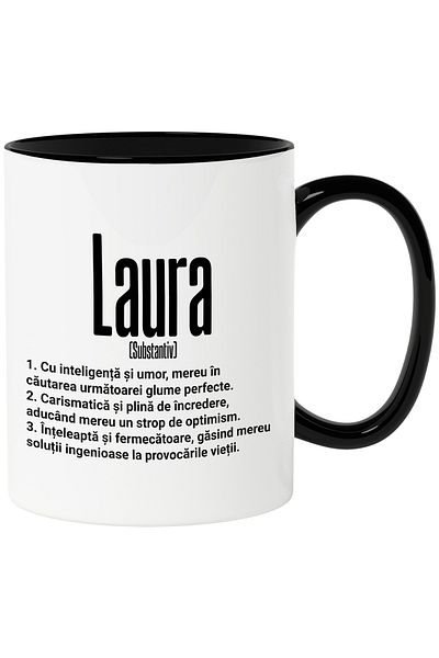 StoryGift Romania Mug With Name Laura, and Motivational Message, Funny, Charismatic, Wise, , With ,STG