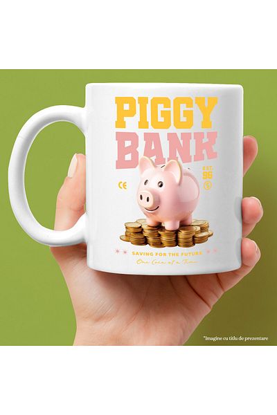 StoryGift Romania Mug with Piggy Bank Pig with Money Gold Coins Text Piggy Bank, Invest Banknotes, With ,STG