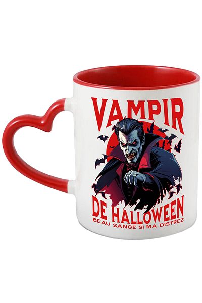 StoryGift Romania Mug with Scary Man with Cape and Long Fangs Text Dracula De Hallowen Beau, With ,STG