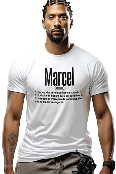 StoryGift Romania Tricou bărbătesc cu numele Marcel, amuzant, leneș, hilar, p...