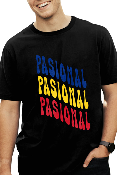 StoryGift Romania Tricou bărbătesc Cuvântul Pasional, În Culorile Drapelului ...