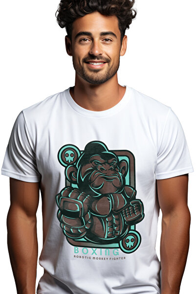 StoryGift Romania Tricou bărbătesc cu gorilă furioasă cu mănuși de box, text ...
