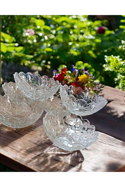 ÇEÇEN HOME (6 adet) Kristal Cam Kase Reçel-Çerez-Meyve-Yoğut-Sunum Kasesi