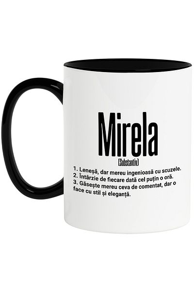 StoryGift Romania Mug With Name Mirela, and Funny Message, Lazy, Always Has Something to Comment, Find, With, STG